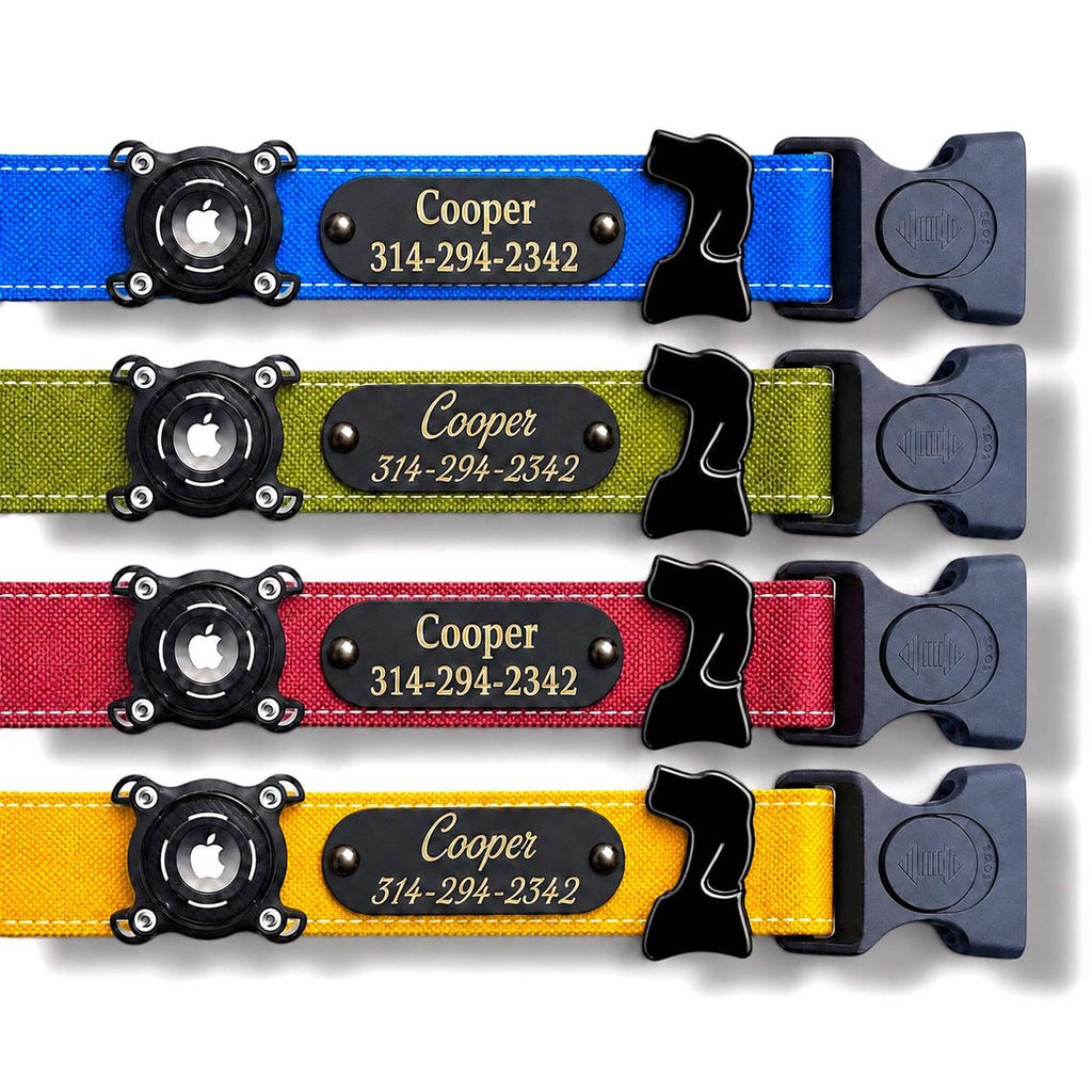 Rugged Waterproof AirTag Dog Collar with Built-In Holder